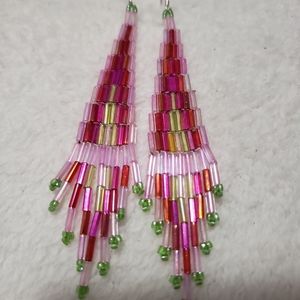 Beaded native dangles with sterling silver earhook